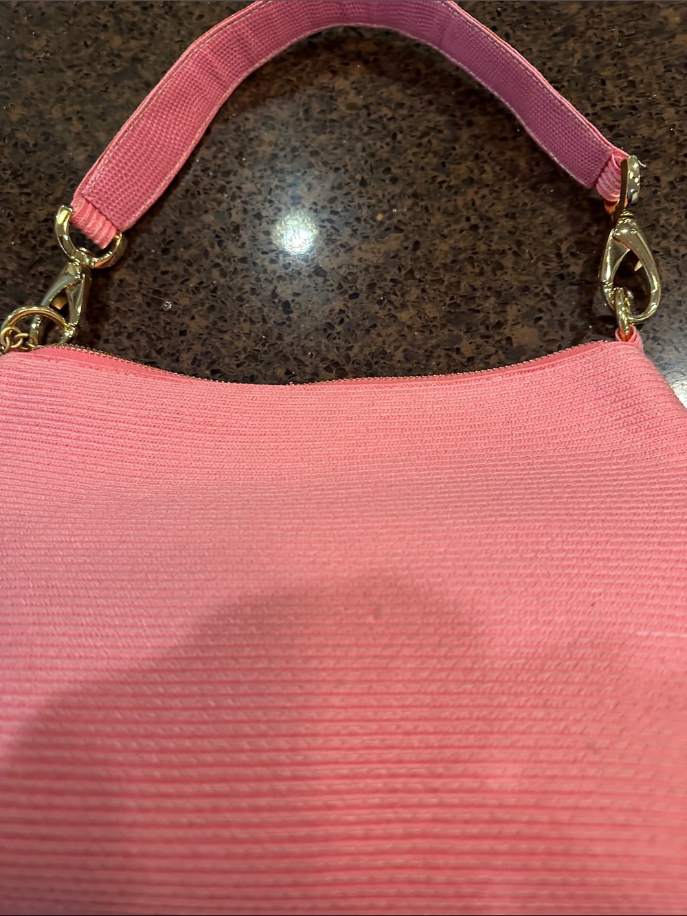 Eric Javits Pink Woven Shoulder Bag with Gold Hardware - Picture 4 of 7